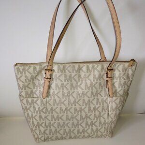 Authentic Michael Kors Logo Bag and Matching Wallet CREAM